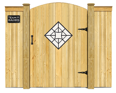 Decorative metal accent over window  - Custom Wood Gate